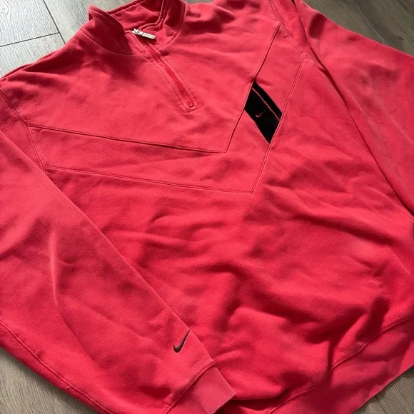 Y2K Nike Vintage Red 1/4 Zip Sweater Men’s XL V-Line Embroidery - Picture 2 of 7